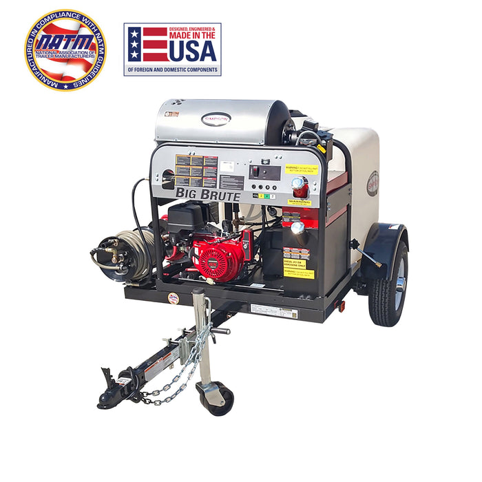 Simpson 4000 PSI at 4.0 GPM HONDA® GX390 with COMET Triplex Plunger Pump Hot Water Professional Gas Pressure Washer Trailer- 95005